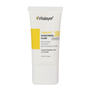 فلوئید ضد آفتاب بی رنگ ویتامین C ویتالیر با SPF50 حجم 50 میل